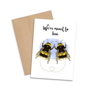 Karta „Meant to Bee”, trzmiel, kartka z życzeniami, sztuka owadów, wystrój, pszczoła, sztuka pszczół, miłość, słodka kartka, rocznica, sztuka ścienna, wydruk, artykuły papiernicze
