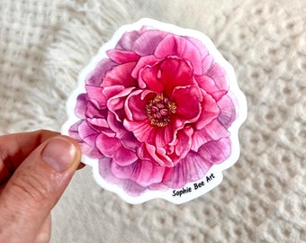 Peony Flower Vinyl Sticker, Flower Stickers, Peony, Flower, Sticker, Vinyl Sticker, Waterproof Sticker, Laptop Decal, Phone Decal