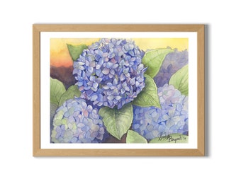 Hydrangea Flower Watercolor Illustration, Hydrangea, Flower, Flower Painting, Watercolor, Home Decor, Wall Art Decor, Nursery Decor, Print