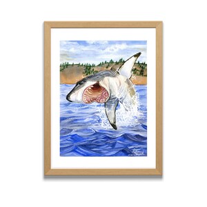 Great White Shark Watercolor Illustration, Sharks Print, Shark Species, Shark Nursery Decor, Kids Room, Wall Art Decor, Home Decor, Print