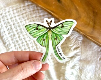 LUNA MOTH Die-Cut Vinyl Sticker, Luna Moth Stickers, Luna Moth, Sticker, Botanical Sticker, Vinyl Sticker, Laptop Decal, Decal