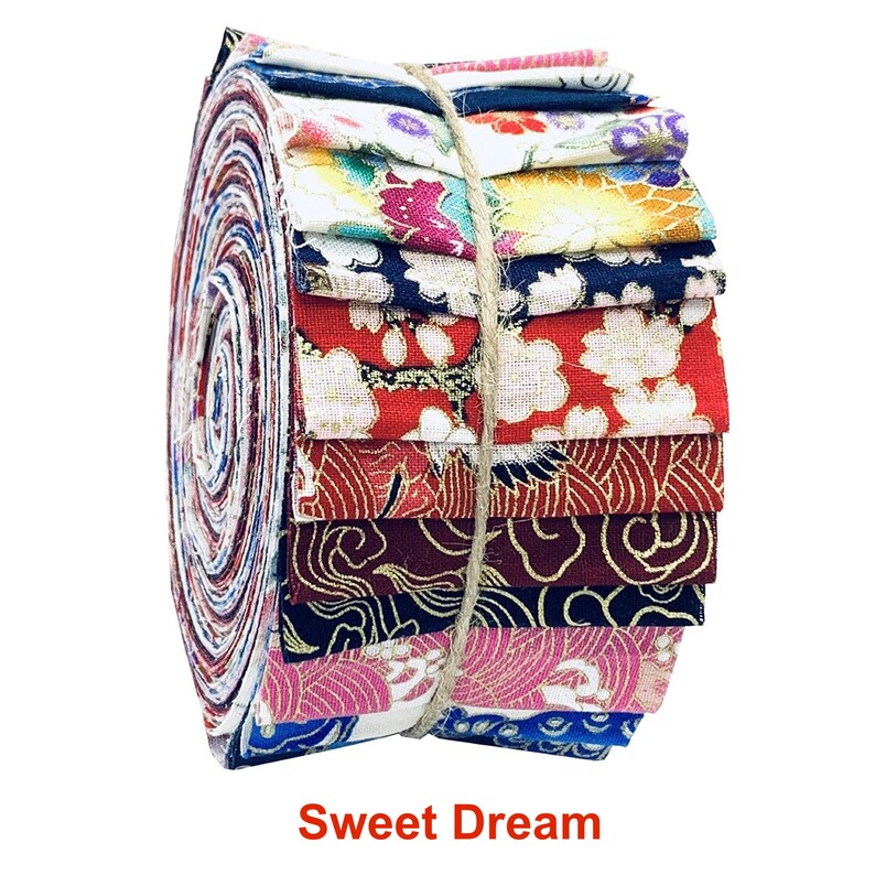 Japanese Design 100 Cotton Jelly Rolls Fabric Strips Material Etsy