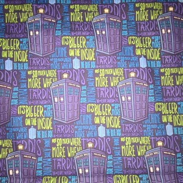 Tardis Its Bigger on the Inside 100% Cotton Fabric Doctor Who