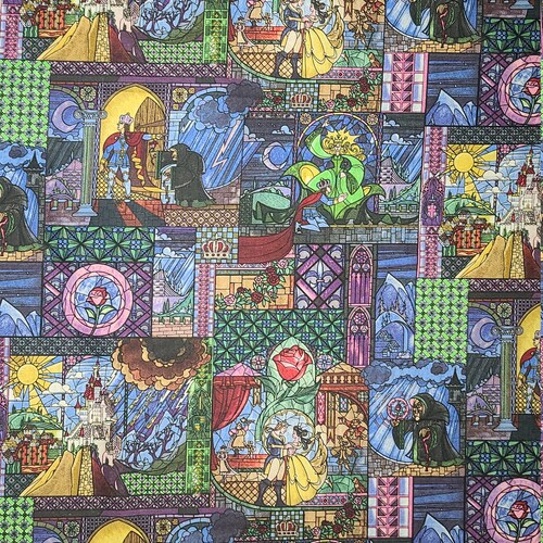 Beauty & the Beast Stained Glass Fabric Collection Etsy