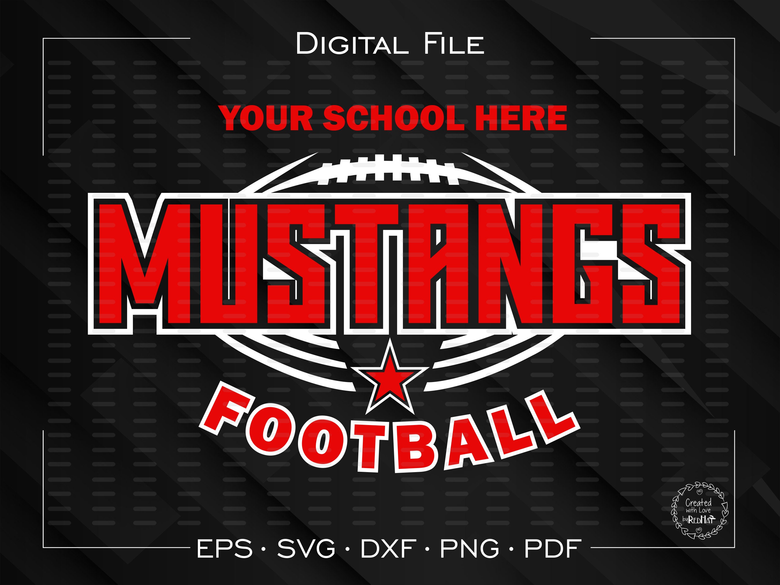 Mustang Football svg Football svg Mustangs Football svg Etsy