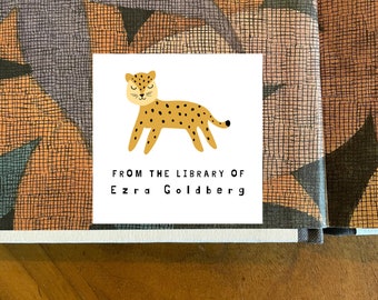 Fan Favorite Set of 12 Kid Bookplate Personalized Cheetah Girl Birthday Boy Gift Baby Shower Book Label Sticker Custom Leopard Name Label