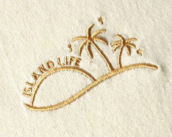 Embroidered T-Shirt | Organic Cotton Palm Tree Tee | Unisex Caribbean Inspired Clothing |