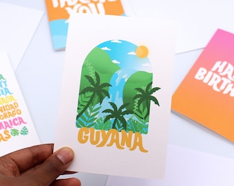 Window into Guyana Card - Caribbean Card - Tropical - Greeting Card - Blank Card - Colourful - Beach - Waterfall - Kaieteur Falls