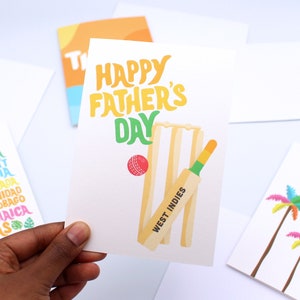 Bonne fête des pères cricket Antilles - carte fête des pères - Caraïbes - carte pour papa, papa, grand-père - sport - cricket - Windrush