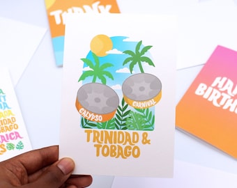 Window into Trinidad and Tobago Card - Caribbean Islands Card - Tropical - Greeting Card - Blank Card - Colourful - Steel Pan