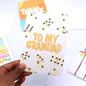 Carte À mon grand-père - Carte de fête des pères heureuse - Dominos - Caraïbes - Carte pour grand-père, grand-père - Jeu - Génération Windrush