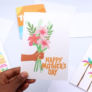 Bonne Fête des Mères - Carte pour Maman, Maman, Mère, Ma, Nan, Nounou, Grand-mère, Grand-Mère - Bouquet de Fleurs Tropicales - Plantes - Caraïbes