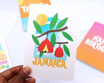 Jamaica Ackee Greeting Card – Tropical Caribbean Illustration
