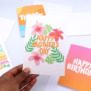 Joyeuse fête des mères - carte pour maman, mère, mère, grand-mère, grand-mère, grand-mère, grand-mère - Floral - Fleurs tropicales - Plantes - Caraïbes