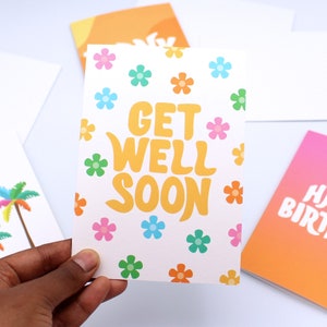 Carte Get Well Soon - Caraïbes - Jamaïque - Feel Better - Uplifting Card - Lumineux - Tropical - Caraïbes - Carte de voeux - Fleurs