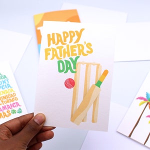 Bonne fête des pères cricket - carte de fête des pères - Caraïbes - carte pour papa, papa, grand-père - sport - cricket - Love Cricket