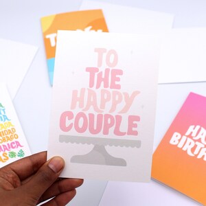 Au couple heureux - Carte de jour de mariage heureux - Gâteau de mariage - Félicitations pour votre mariage - Mariée - Marié - Jour du mariage - Célébration