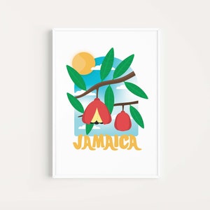 Art Print - Window into Jamaica - A5, A4, A3 - Wall Art - Tropical - Caribbean Island - Ackee - Ackee and Saltfish - Jamaican