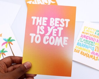 The Best is Yet to Come Card - Uplifting Card - Bright - Tropical - Caribbean -  Greeting Card - Positive - Paper from Sustainable Forests