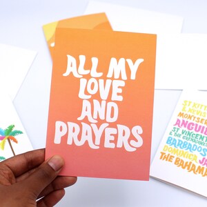 Tout mon amour et mes prières - Carte de sympathie - Carte de voeux - Amour - Message positif - Restez forts - Carte édifiante - Carte de soutien