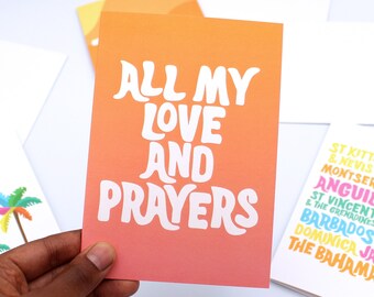 All My Love and Prayers Card - Sympathy Card -  Greeting Card - Love - Positive Message - Stay Strong - Uplifting Card - Supportive Card