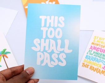 This Too Shall Pass Card - Sympathy Card -  Greeting Card - Love - Positive Message - Stay Strong - Uplifting Card - Supportive Card