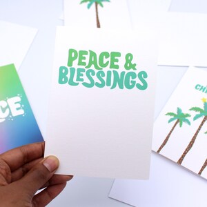 Carte Peace & Blessings - Carte de Noël - Caraïbes - Jamaïque - Tropical - Vert - Carte de vœux - Noël