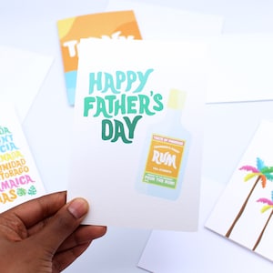 Carte Bonne Fête des Pères - Rhum - Caraïbes - Carte de voeux pour papa, papa, grand-père - Vert - Jamaïque