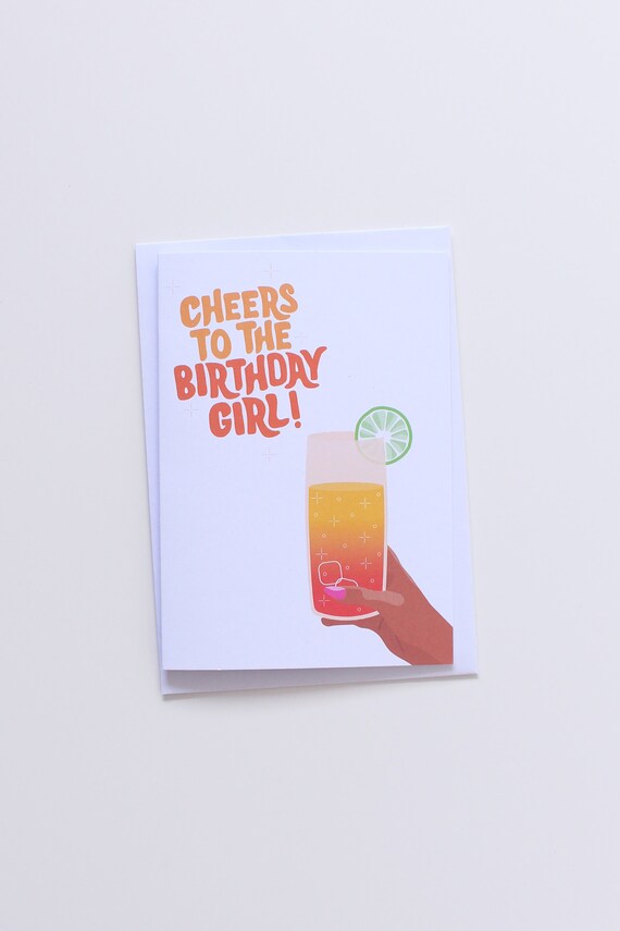 Cheers To The Birthday Girl Card Carte Danniversaire Etsy Cheers To The Birthday Girl Card Carte Danniversaire Etsy