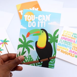 Carte Tou-Can Do it - Encouragement - édifiante - Lumineux - Tropical - Caraïbes - Encourageant - Positif - Citation positive - Toucan