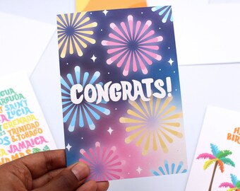 Congrats Card | Fireworks Greeting Card | Caribbean Inspired Celebration Card
