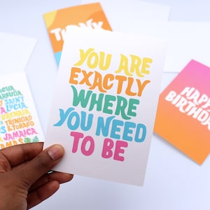 Exactement là où vous devez être carte - Carte édifiante - Lumineux - Tropical - Caraïbes - Carte de vœux - Positif