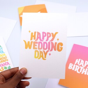 Carte Happy Wedding Day - Carte d'amour - Dégradé - Carte de vœux - Félicitations pour votre mariage - Mariée - Marié - Jour du mariage - Célébration