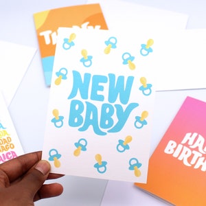 Carte de naissance - Carte de félicitations - Lumineux - Tropical - Caraïbes - Carte de voeux - Baby shower - Tétine - Tétine