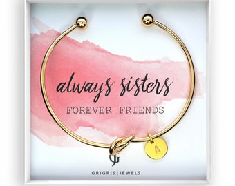 Sister Bracelet Gift, Sister knot bangle, Sister Gift, Gift for Sister, Personalized knot bangle, Jewelry for Sister, Personalized Initial