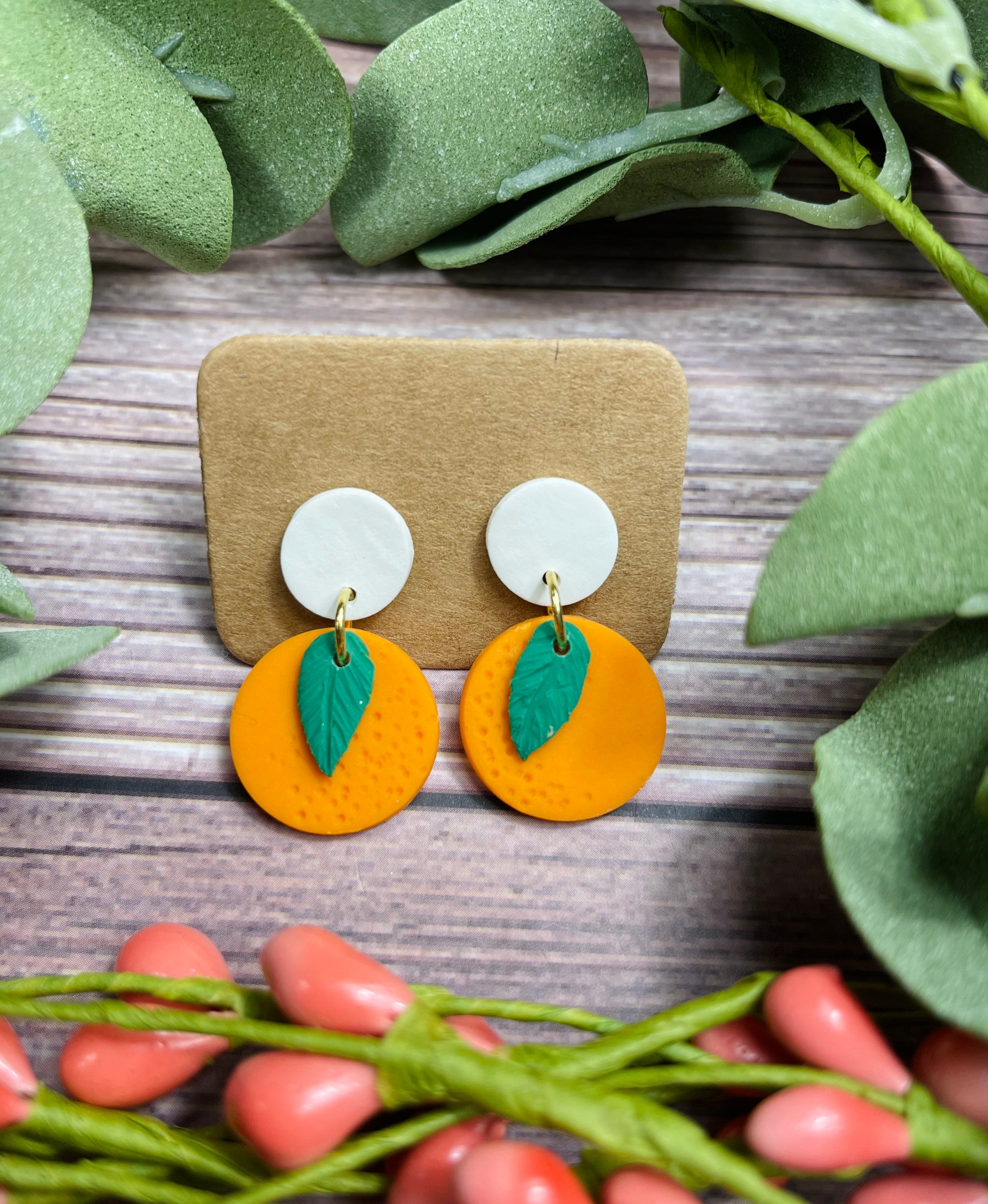 Orange earrings polymer clay fruit earrings handmade Etsy