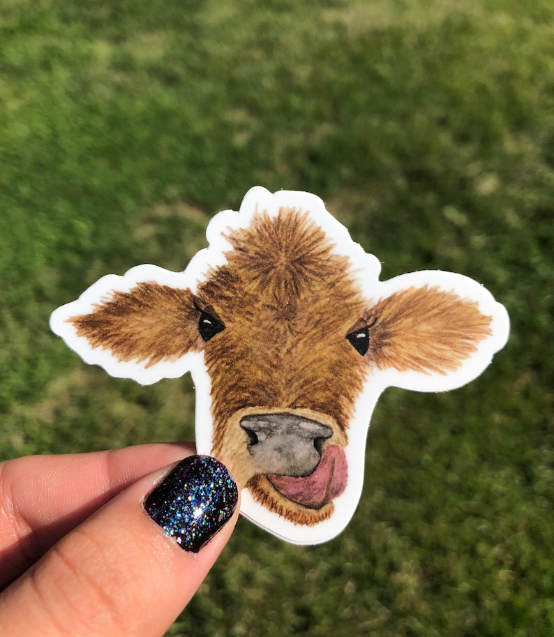 Cow sticker cute brown cow highland cow hydro flask decal Etsy