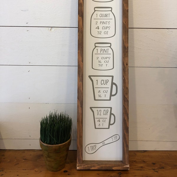 Vertical Kitchen Conversion Sign - Framed Farmhouse Sign - Kitchen Decor