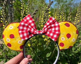 Colorful Bright Ladybug Minnie Mouse Ears Headband