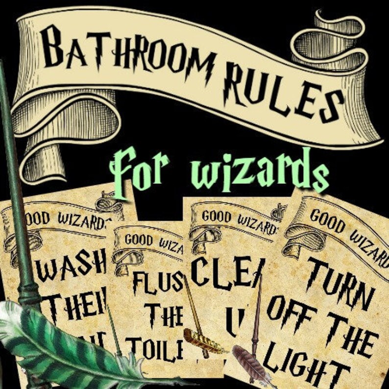 Good Wizards Bathroom Rules, Signs Etsy