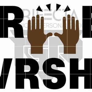 Può includere: Grafica in bianco e nero con il testo "TRUE WORSHIP" in maiuscolo. Due mani marroni alzate in aria con le dita rivolte verso l'alto.