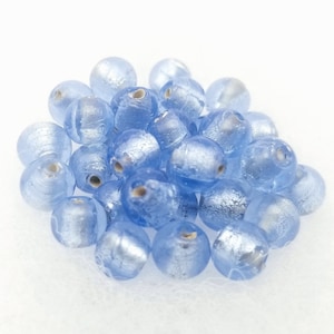 8mm - Silver Foil Czech Glass Bead - 20 pcs - Blue
