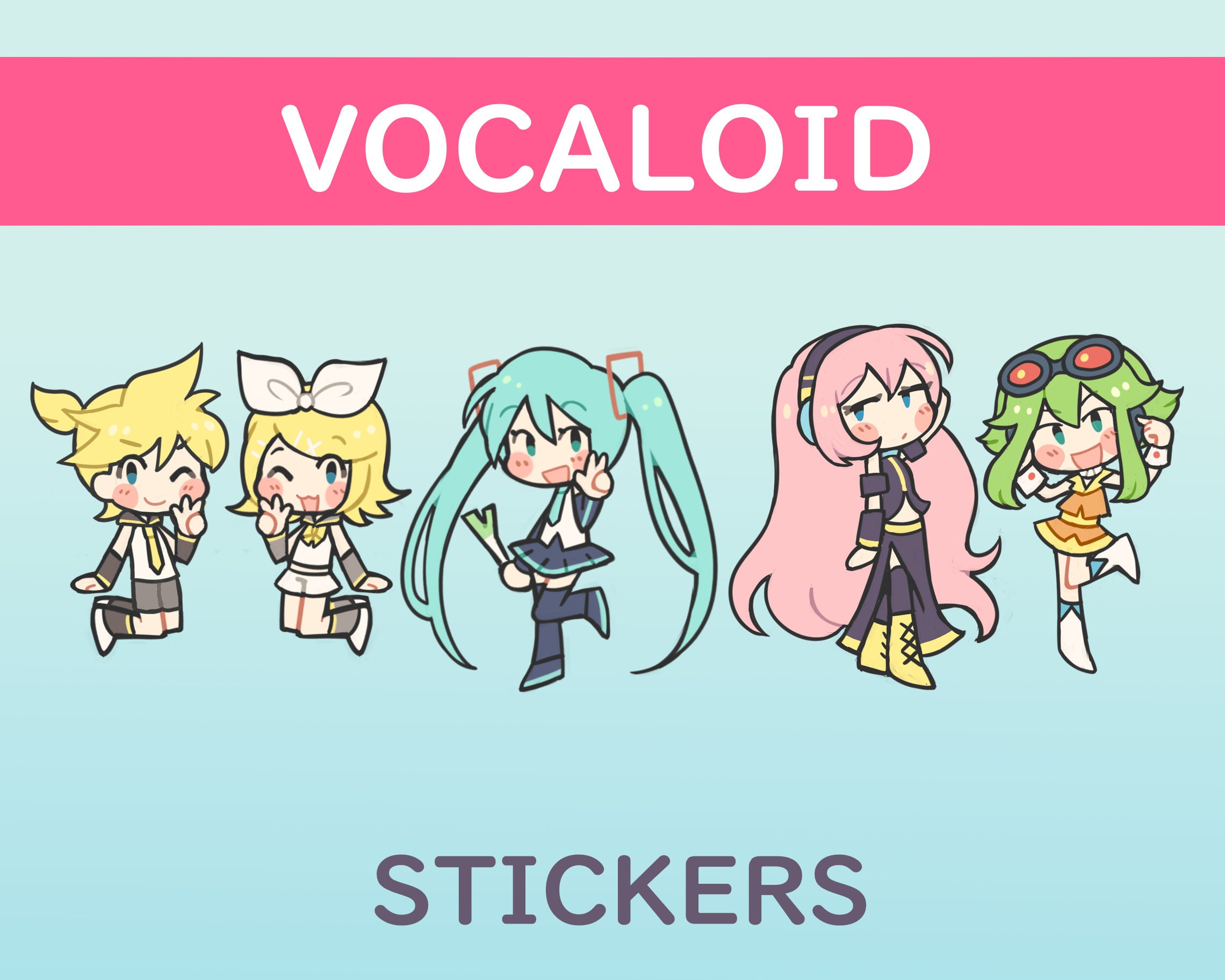 Vocaloid Stickers Hatsune Miku, Snow Miku, Sakura Miku, Rin, Len, Meiko,  Kaito, Luka, Gumi, Gackpo, Teto, Valentine's Day Gift 