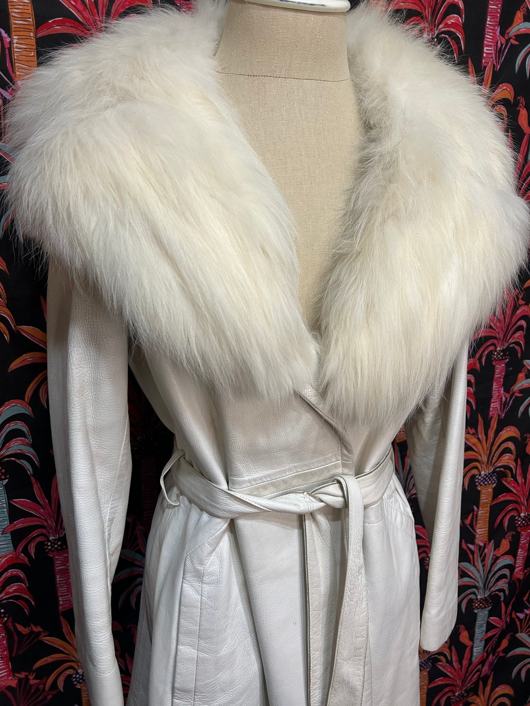 Vintage Fur/leather White Coat - Etsy