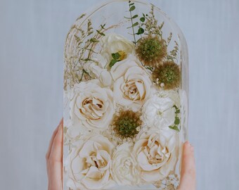 Custom  10"x6.5" ARCH Epoxy Wedding Bouquet Preservation, Resin Flower Preservation, Wedding Flower Art, Preserved Flowers in Resin