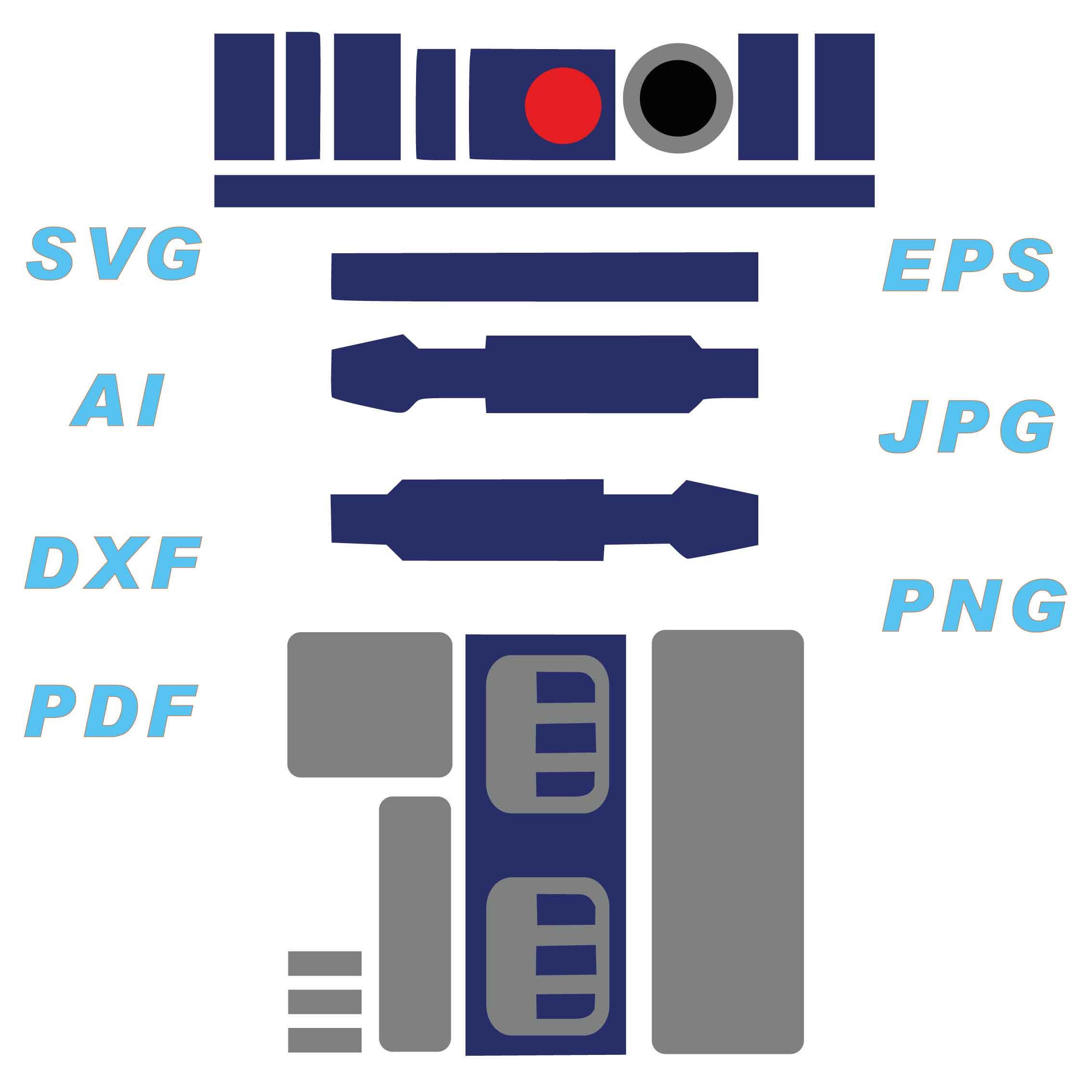 R2D2 SVG Ai Dxf Eps Jpg Png Pdf Cricut Descarga Etsy