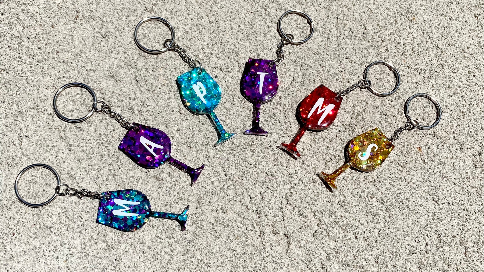 Wine Glass Keychain Mini Wine glass keychain Resin wine Etsy