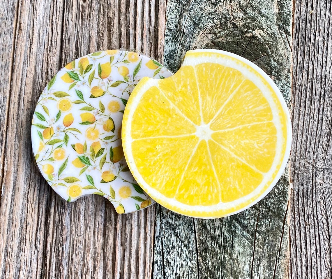 Lemon car coasters car accessories gift Etsy