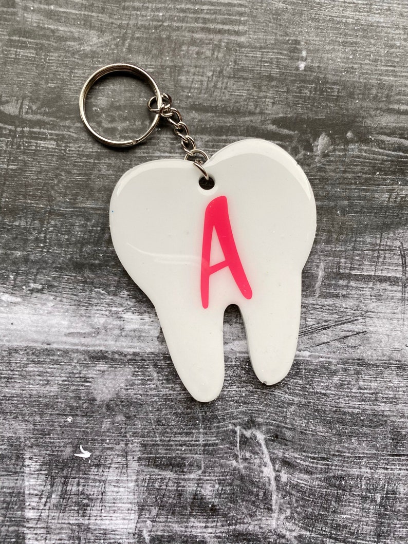 Personalized resin tooth keychain gift dentist dental Etsy
