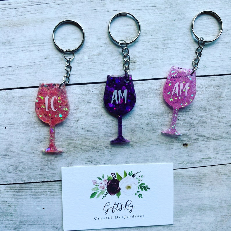 Wine Glass Keychain Mini Wine glass keychain Resin wine Etsy